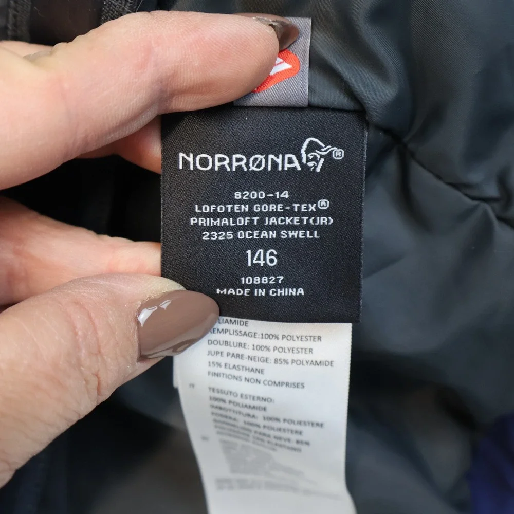 Norrona Youth 146 Lofoten Gore-Tex Primaloft Jacket Blue 8200-14 Ski Snowboard